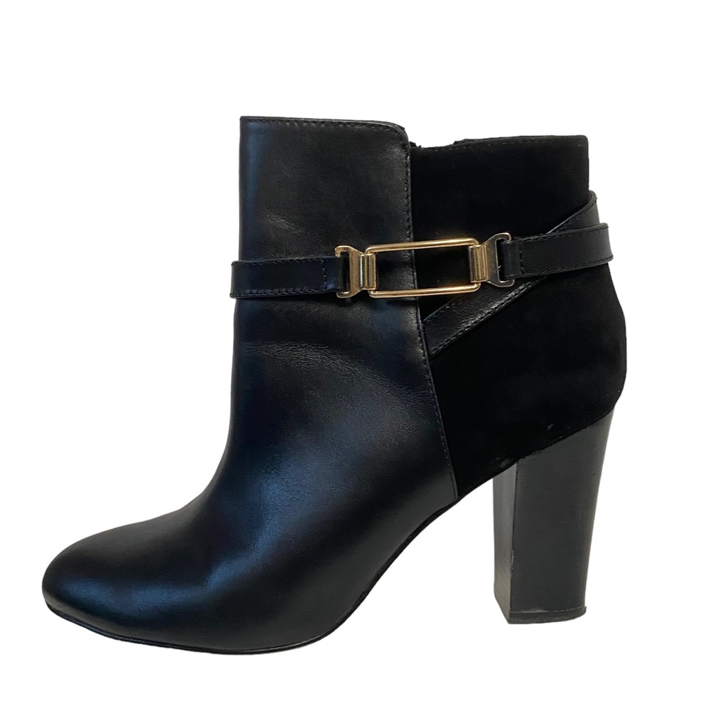 Isola Neptune Leather and Suede Holiday Preppy Casual Chic Ankle Boots Black - Picture 5 of 10